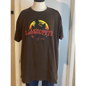 Lemon Life‎ T-Shirt XL Lemon Tree Herb Made In USA  Santa Cruz Brown
